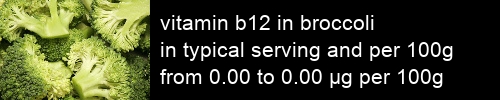 vitamin b12 in broccoli information and values per serving and 100g